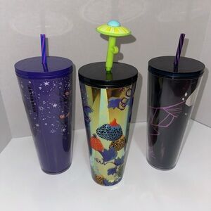 Colorful Halloween Themed Tumblers with Straws